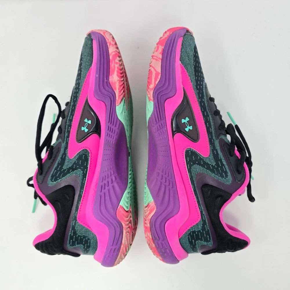 Under Armour Spawn 4 Basketball Shoes Black Pink Purple Mens 9 3028834-001